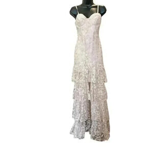 BLITHE Pale Pink Sparkling Lace High Low Gown - size Small